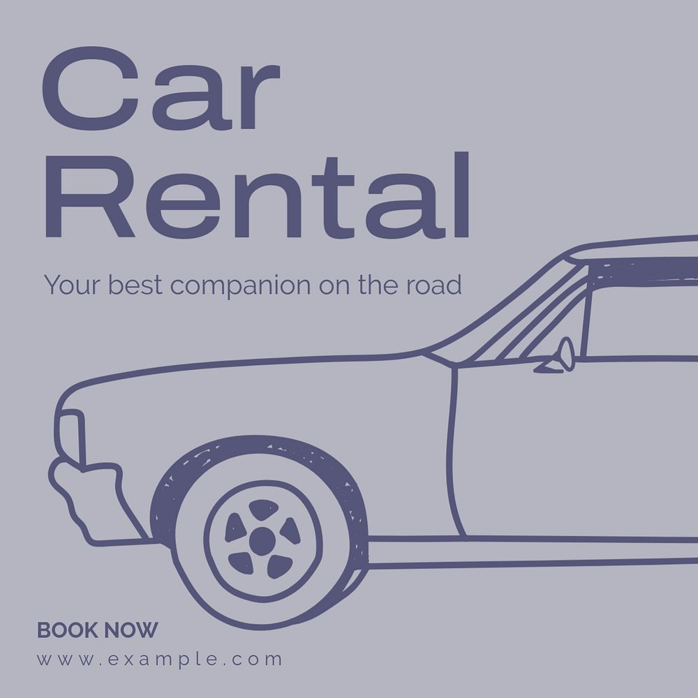 Car rental Instagram post template, editable text