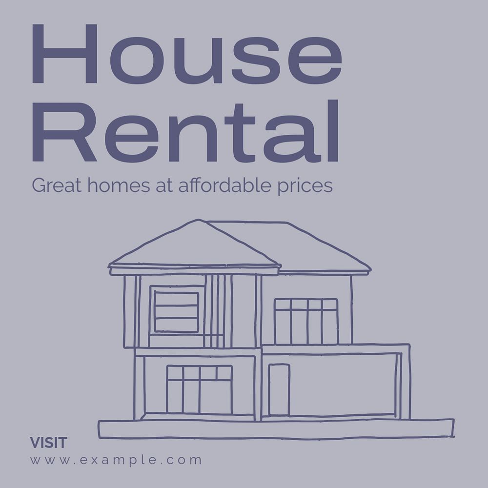 House rental Instagram post template, editable text