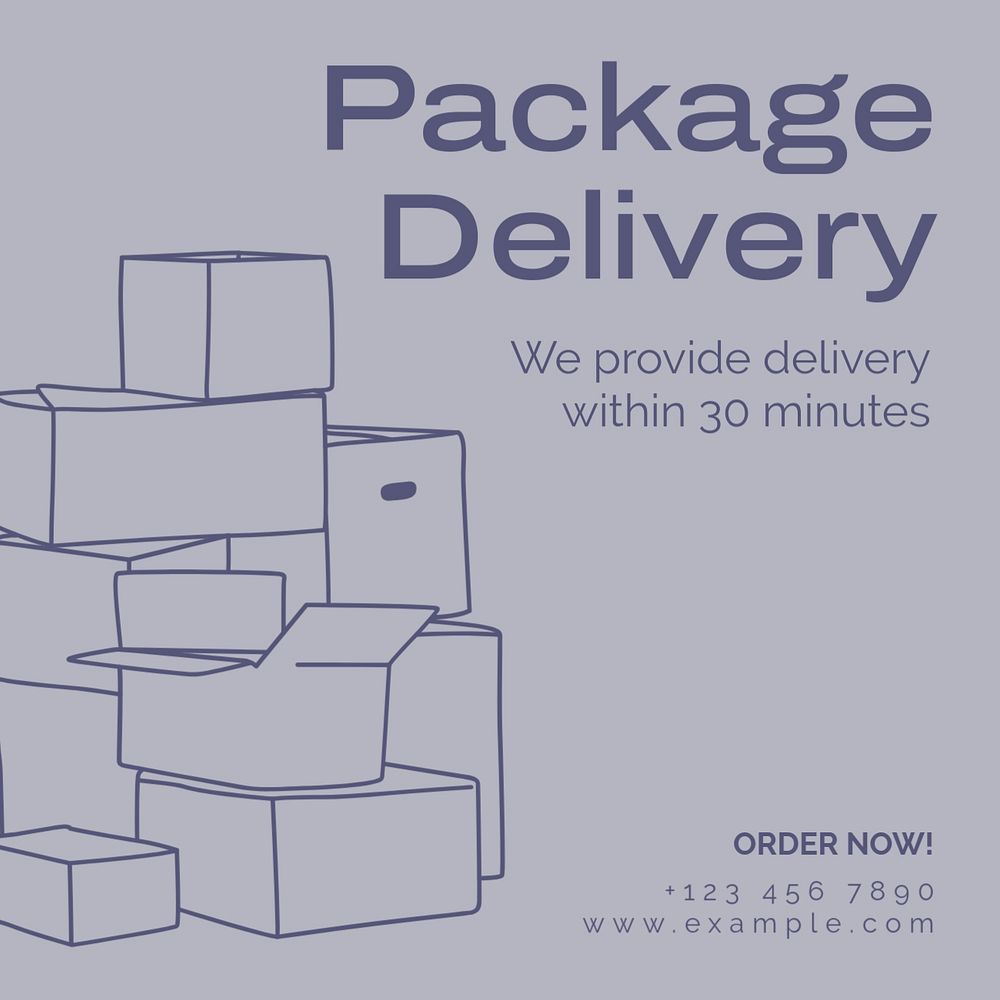 Package delivery Instagram post template, editable text