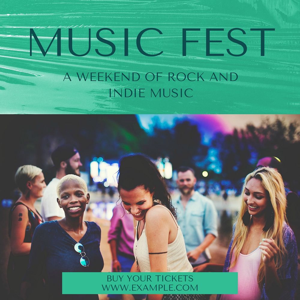 Music fest  Instagram post template, editable text