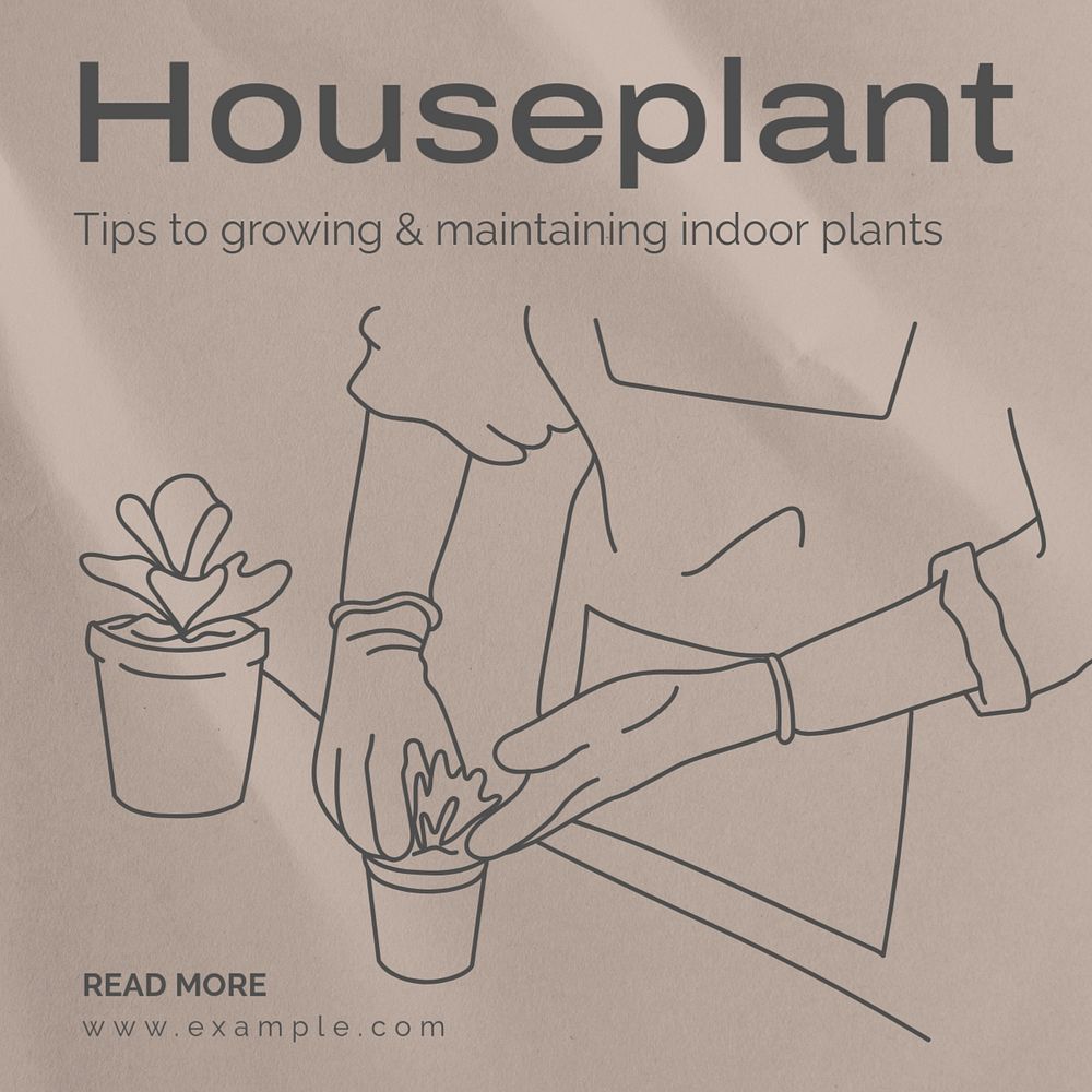 Houseplant tips Instagram post template, editable text