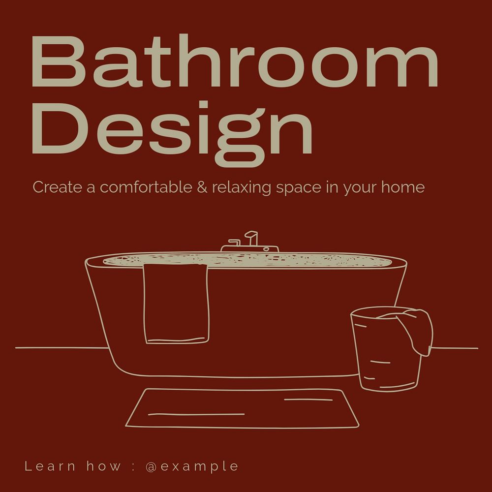 Bathroom design Instagram post template, editable text