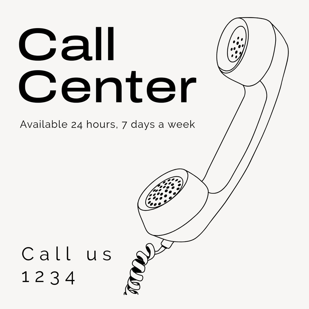 Call center Instagram post template, editable text