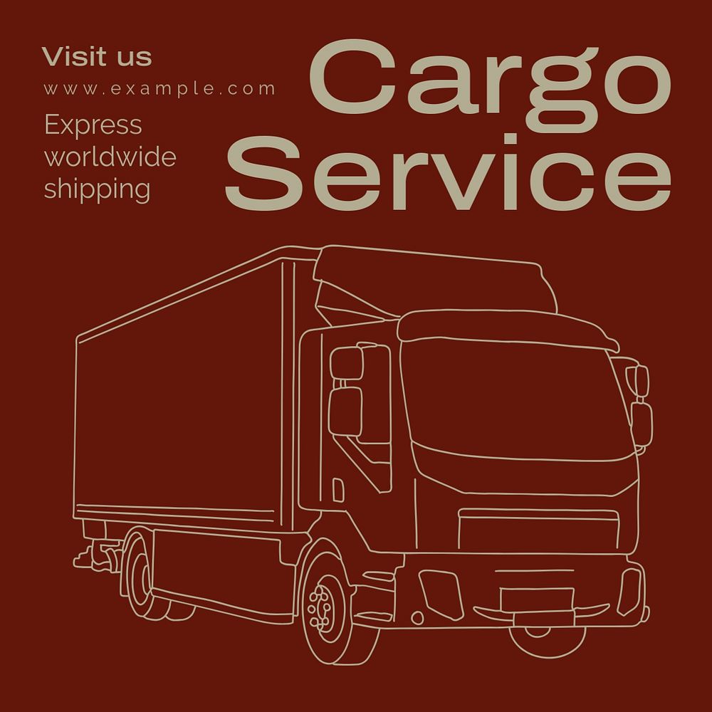 Cargo service Instagram post template, editable text