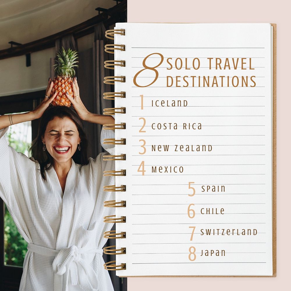 Solo travel destinations  Instagram post template, editable text