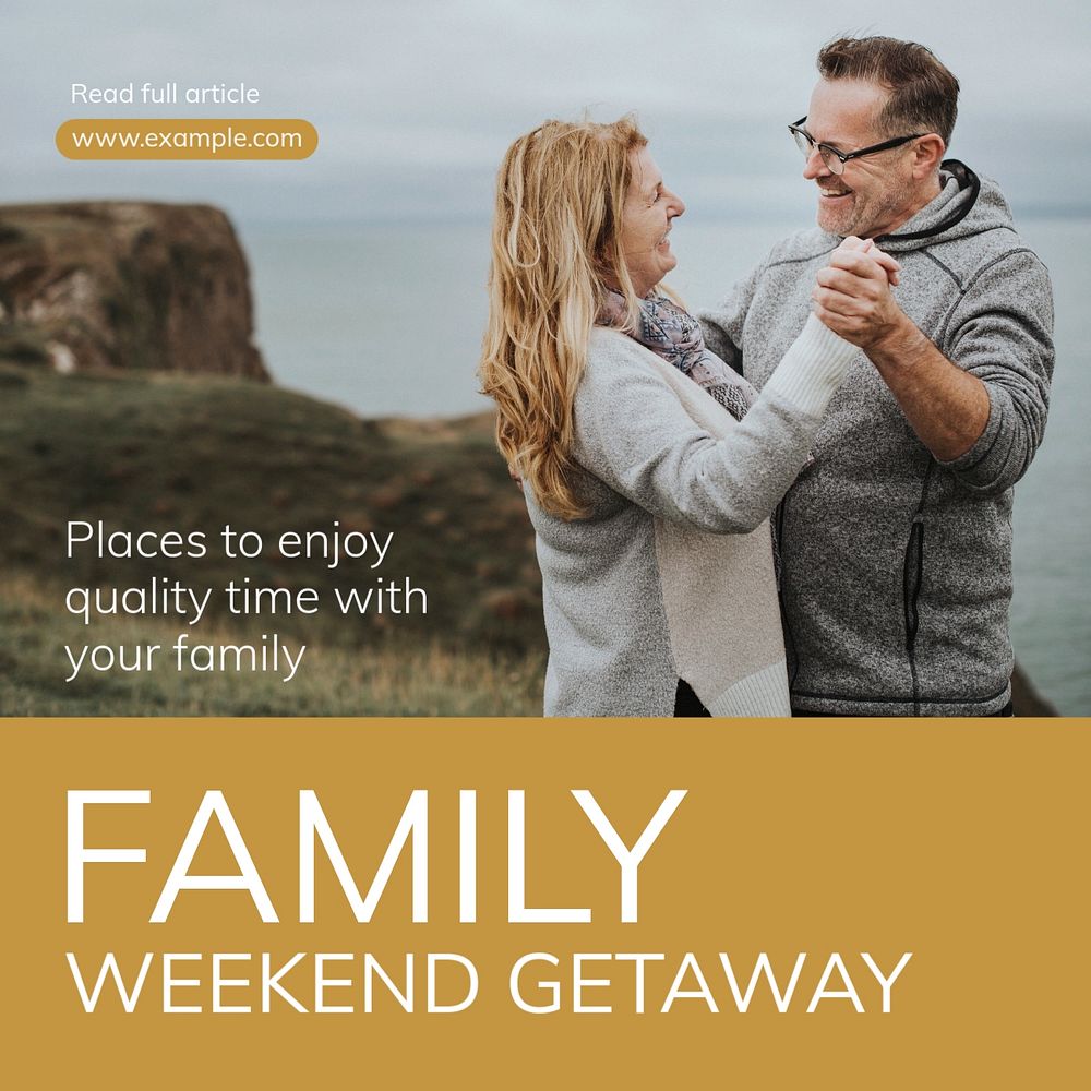 Family getaway  Instagram post template, editable text