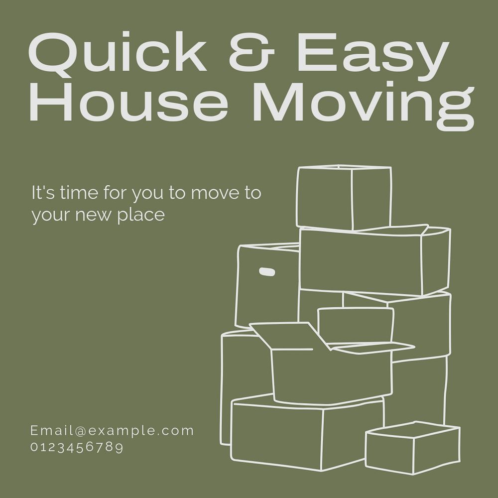 House moving service Instagram post template, editable text