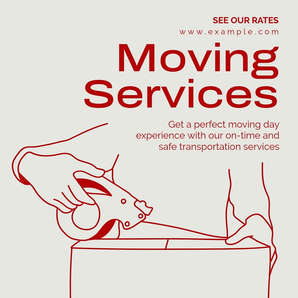 Moving services Instagram post template, editable text