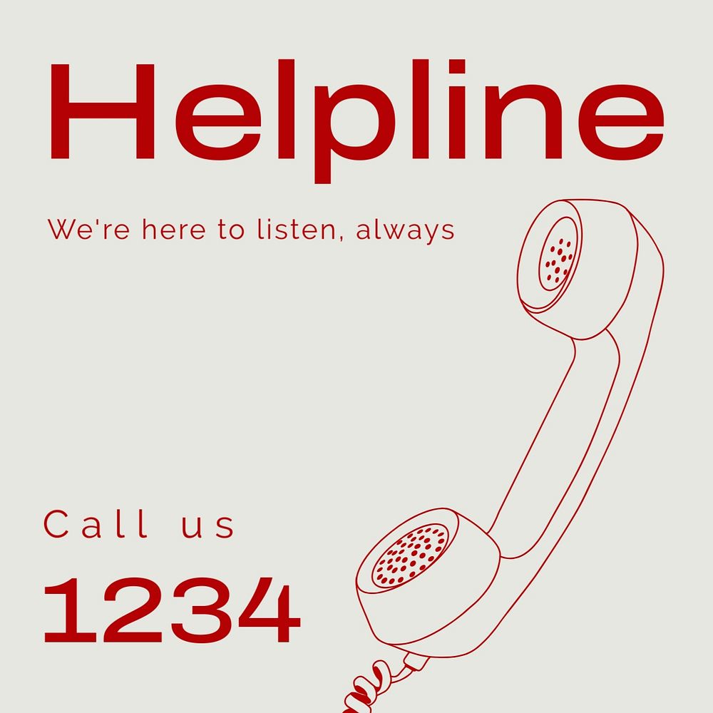 Helpline Instagram post template, editable text