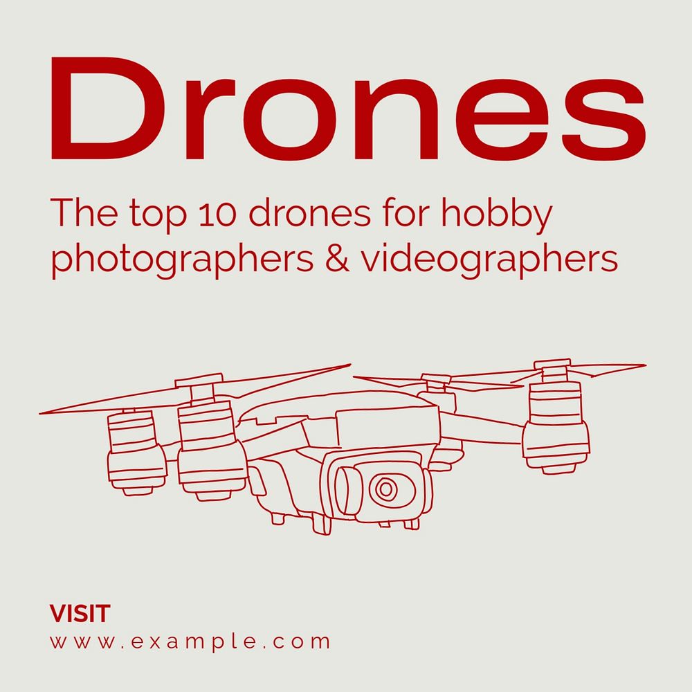 Drone camera  Instagram post template, editable text