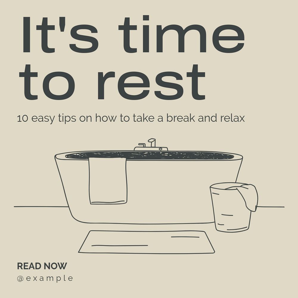 Rest & relax Instagram post template, editable text