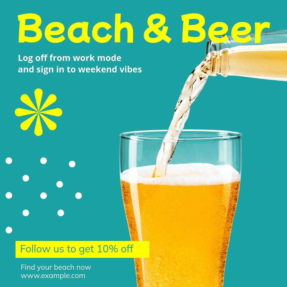 Beach and beer post template, editable social media design