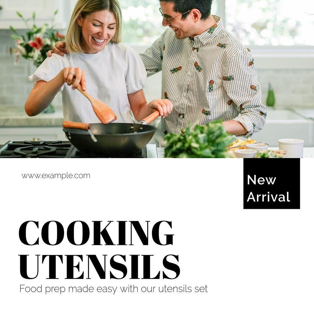 Cooking utensils  Instagram post template, editable text