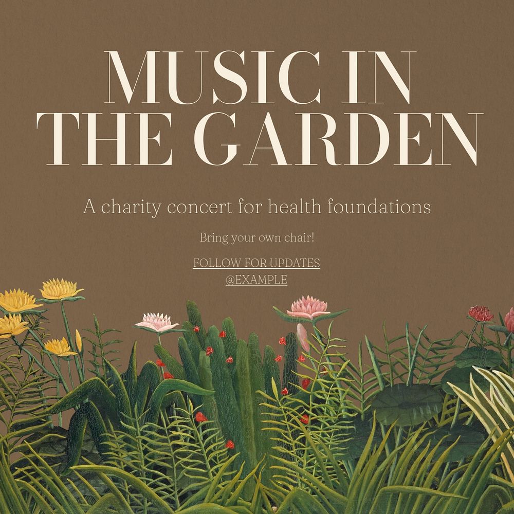 Garden music  Instagram post template, editable text