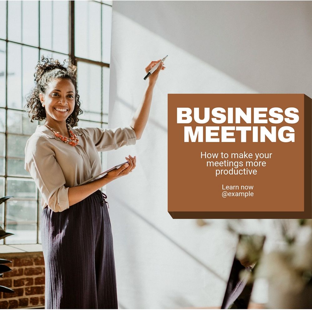 Business meeting  Instagram post template, editable text