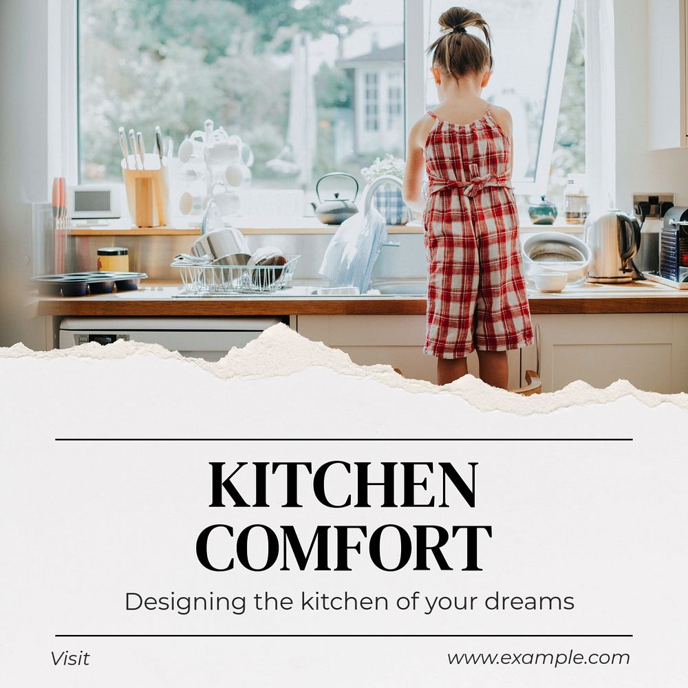 Kitchen design  Instagram post template, editable text