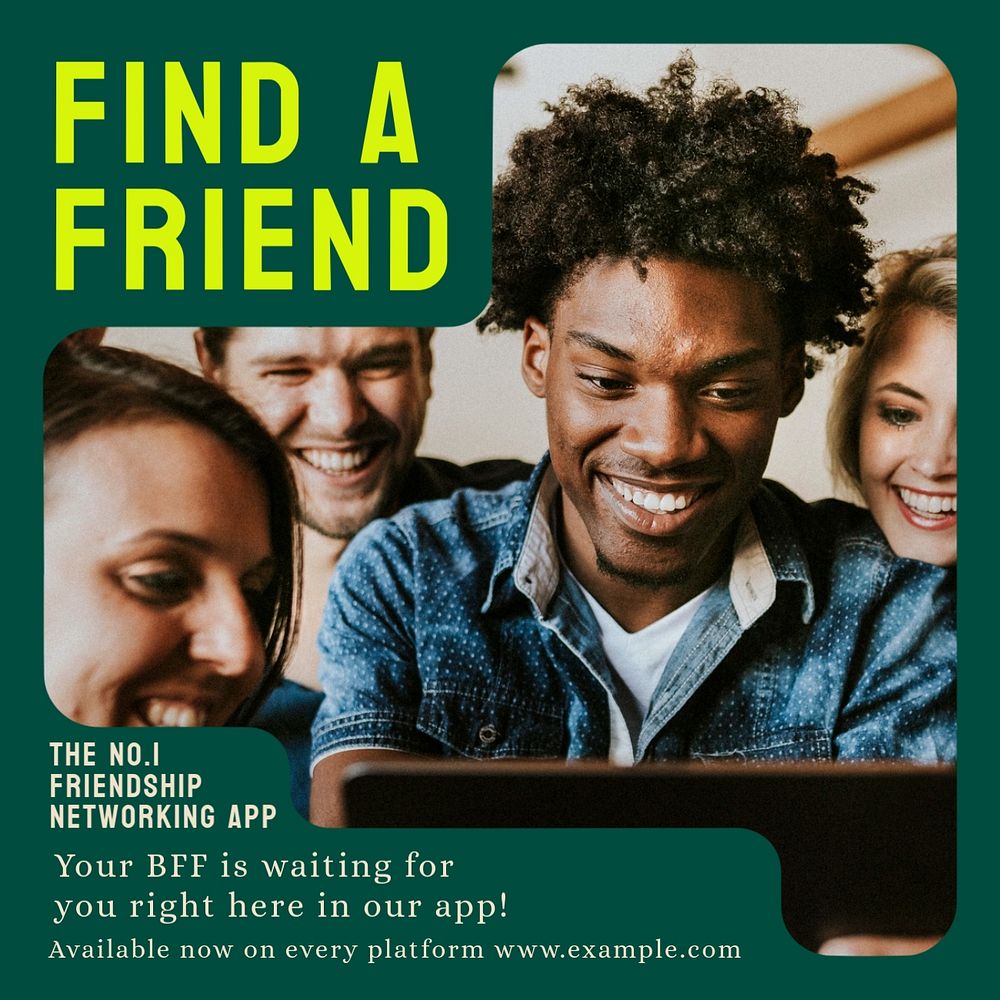 Find a friend Instagram post template, editable text