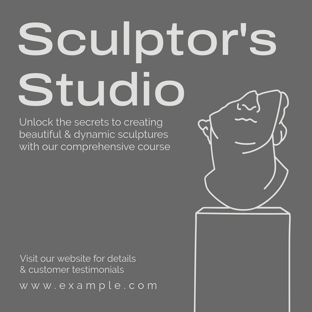 Sculptor's studio Instagram post template, editable text