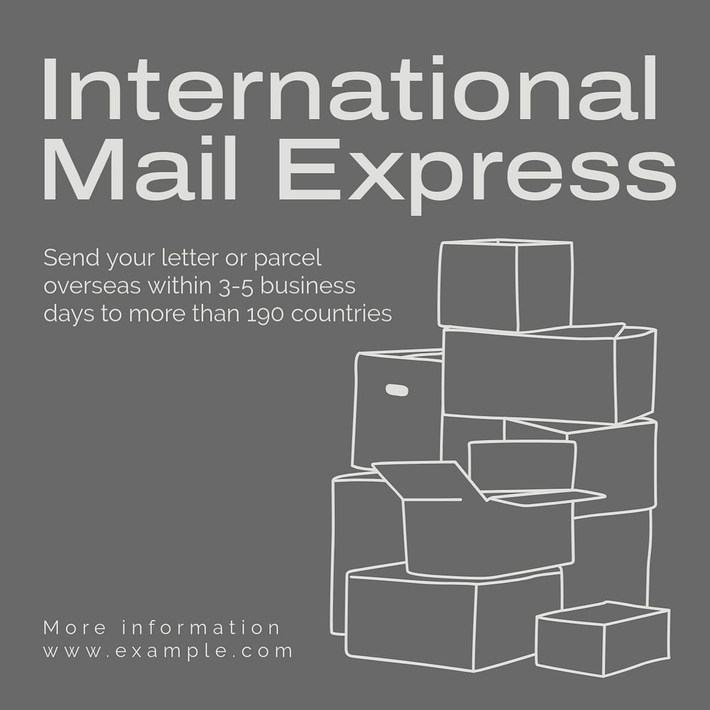 International mail express Instagram post template, editable text