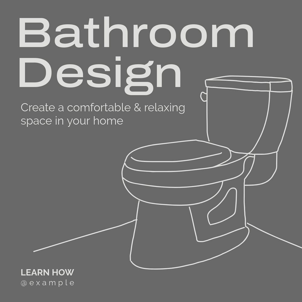 Bathroom design Instagram post template, editable text