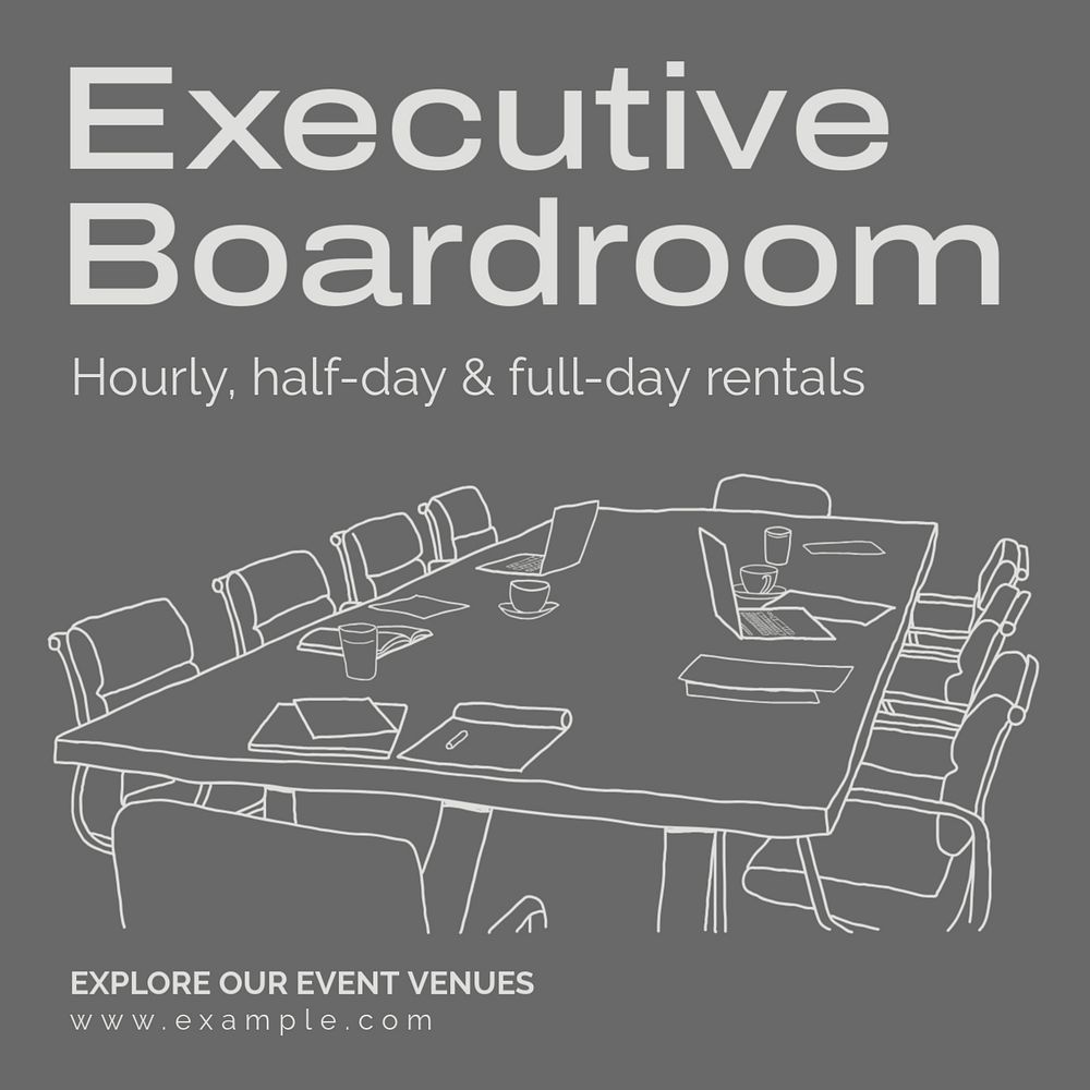 Executive boardroom Instagram post template, editable text