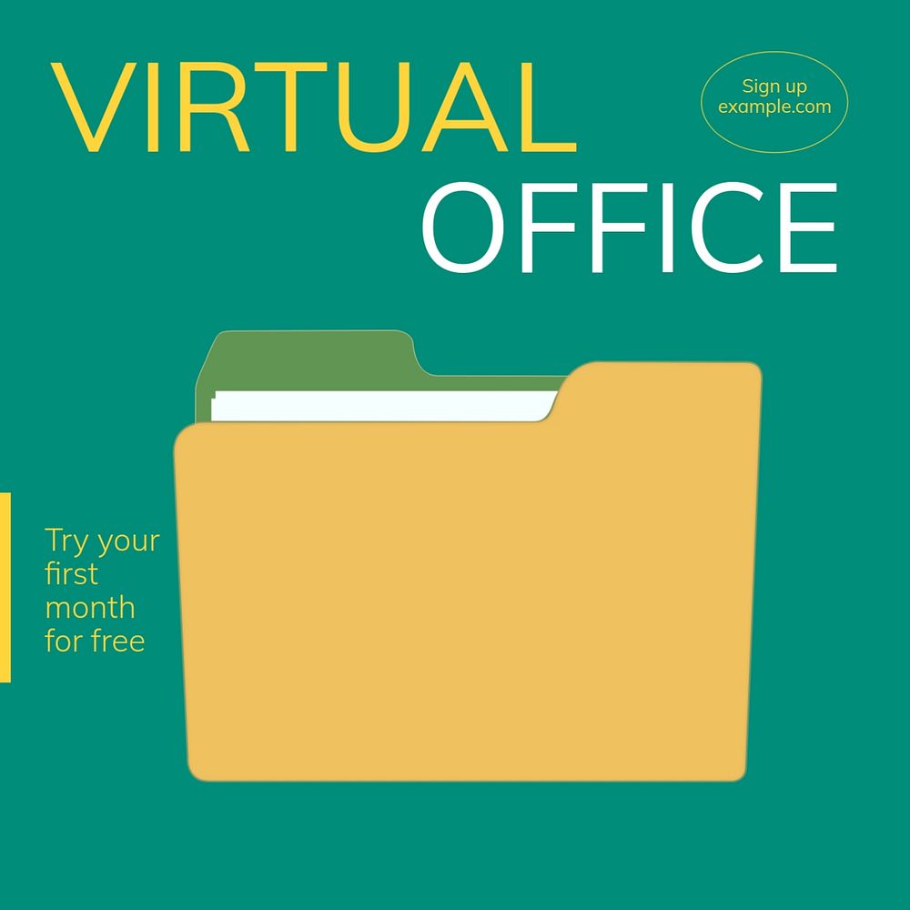 Virtual office Instagram post template, editable text