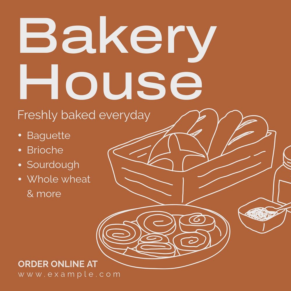 Bakery shop Instagram post template, editable text