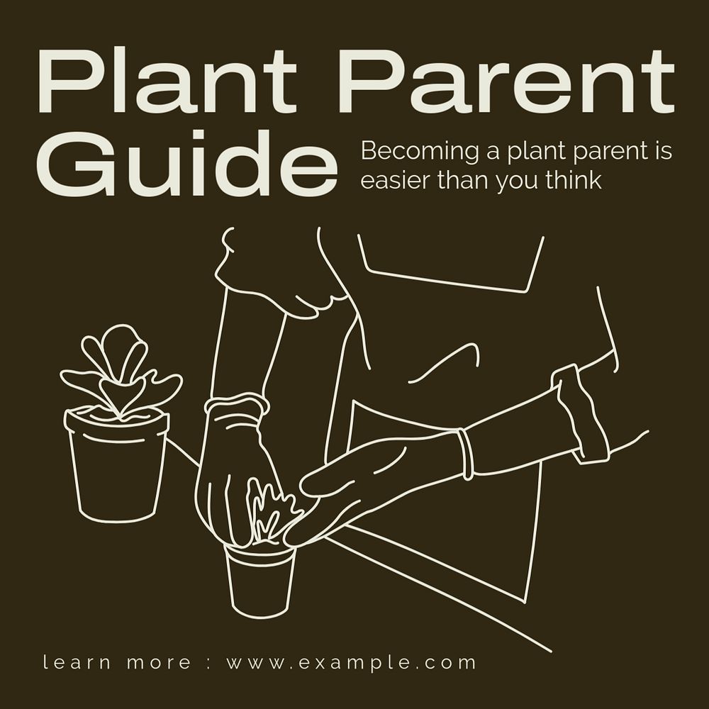 Plant parent guide Instagram post template, editable text