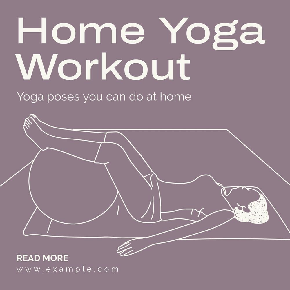 Home yoga workout Instagram post template, editable text