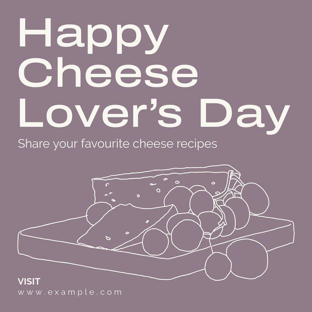 Cheese lover's day Instagram post template, editable text