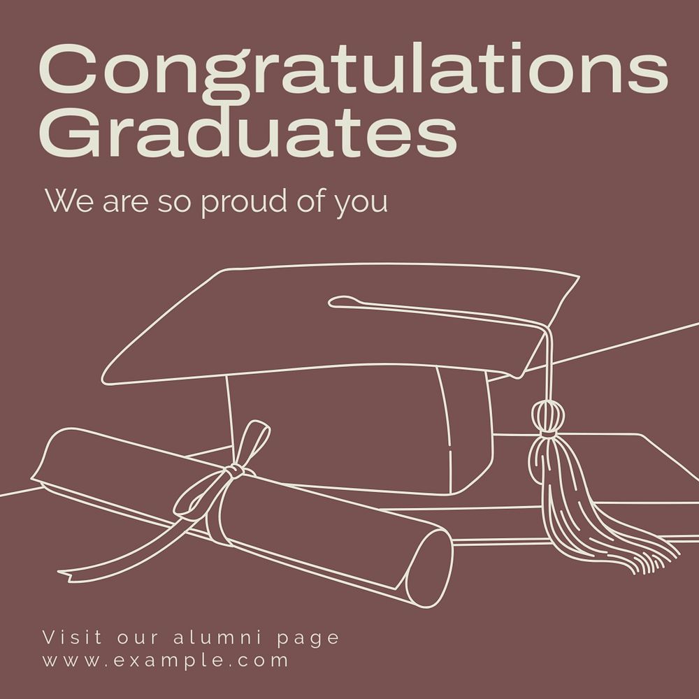 Congratulations graduates Instagram post template, editable text