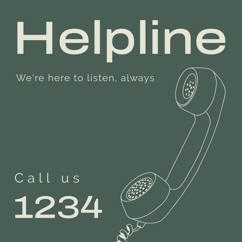 Helpline Instagram post template, editable text