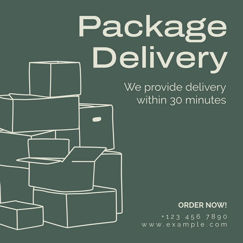 Package delivery Instagram post template, editable text