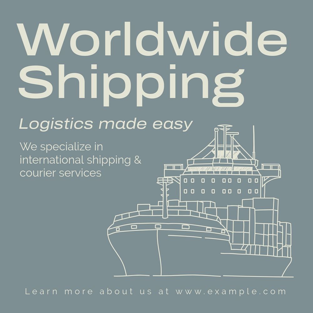 Worldwide shipping Instagram post template, editable text