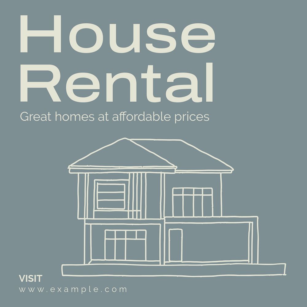 House rental Instagram post template, editable text