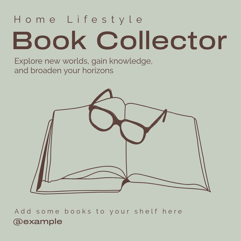 Book collector Instagram post template, editable text