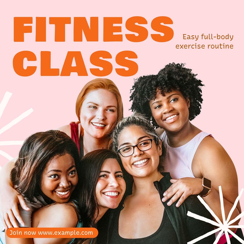 Fitness class  Instagram post template, editable text