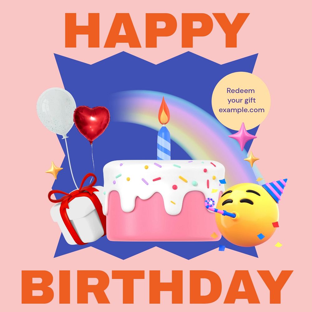 Happy birthday Facebook post template, editable design