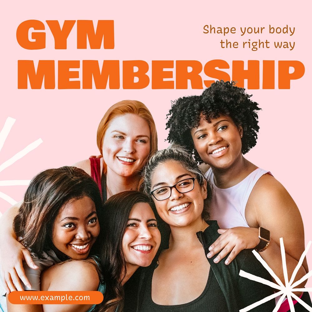 Gym membership  Instagram post template, editable text