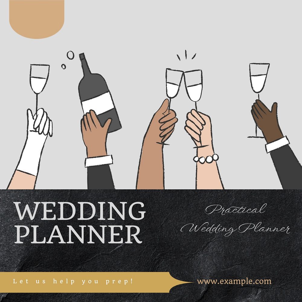 Wedding planner Instagram post template, editable text