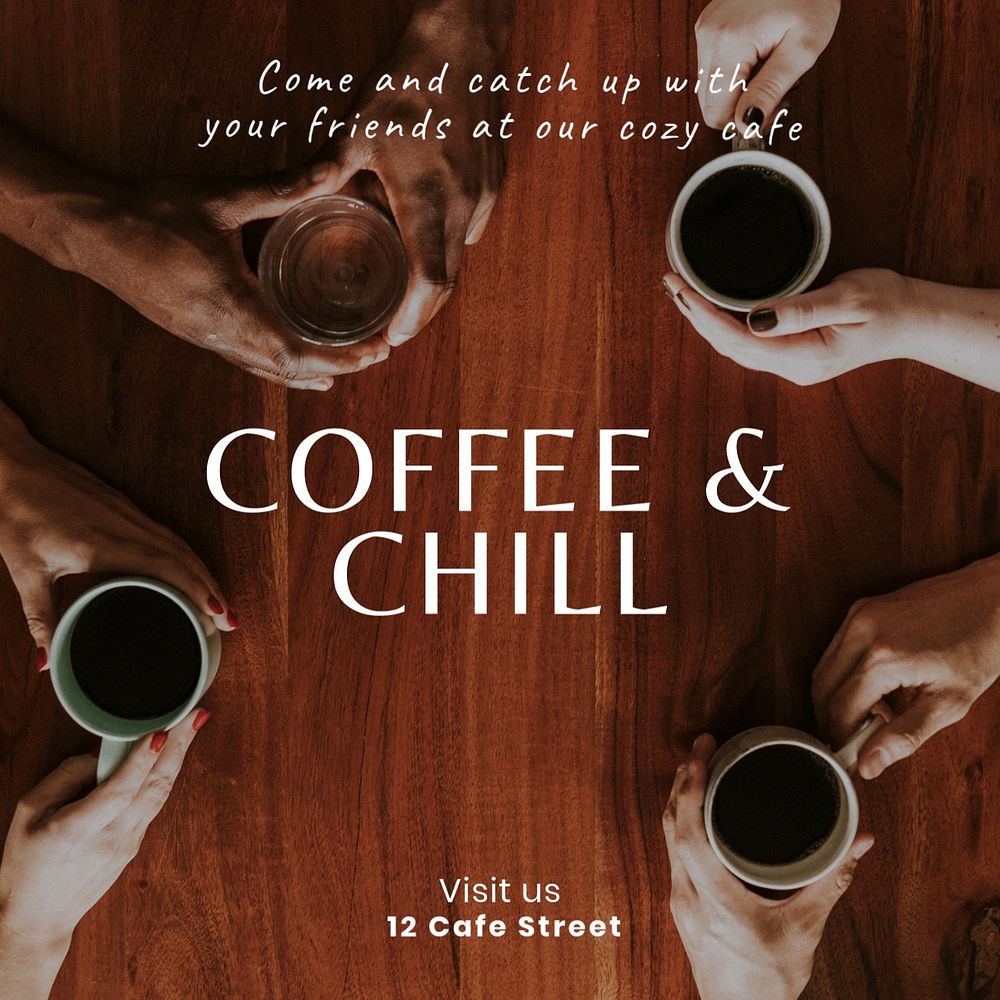 Coffee shop Instagram post template, editable text