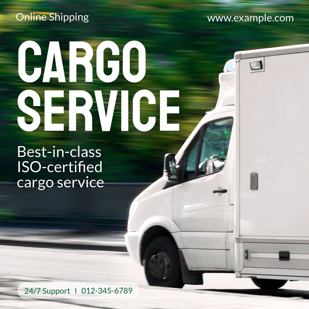 Cargo service Instagram post template, editable text