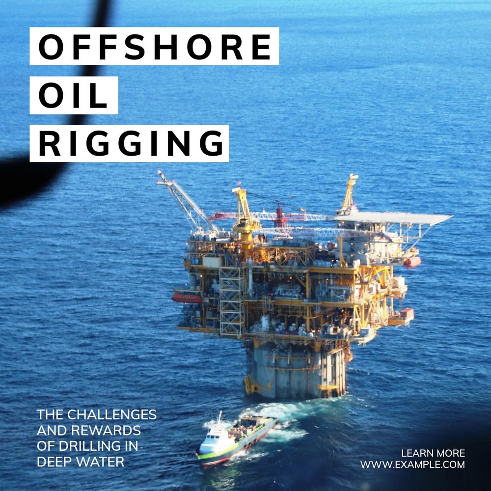 Offshore oil rigging Instagram post template, editable text