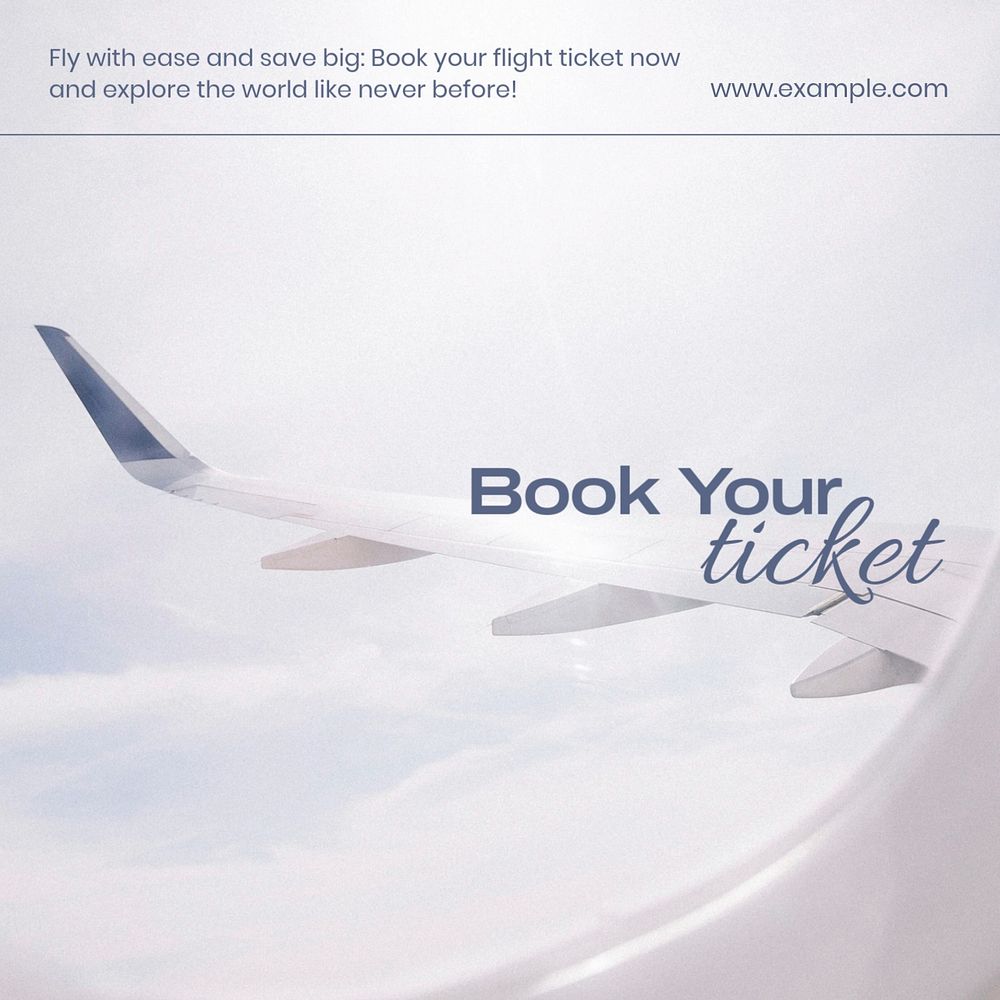 Flight ticket Instagram post template, editable text