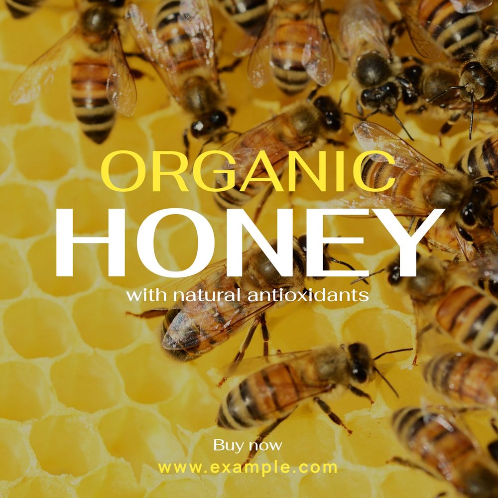 Organic honey Instagram post template, editable text