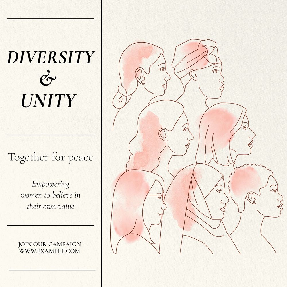 Diversity & unity Instagram post template, editable text