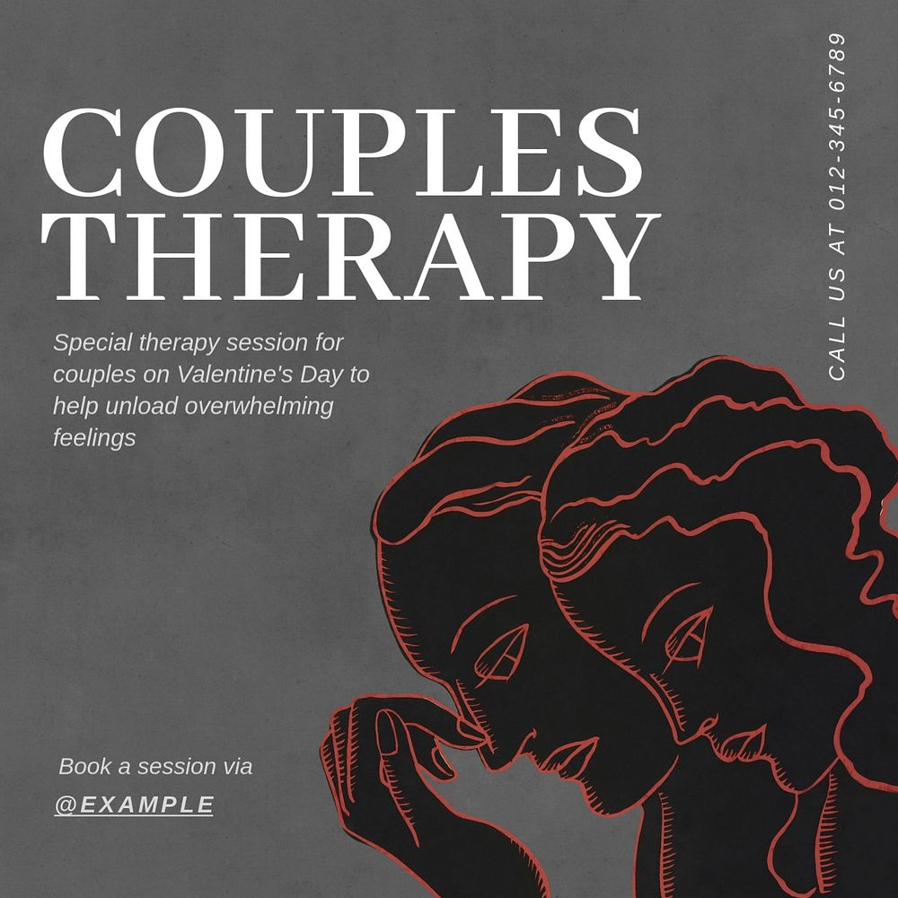 Couples therapy session Instagram post template, editable text