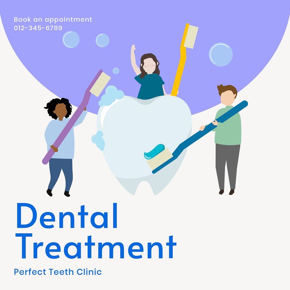 Dental treatment Instagram post template, editable text