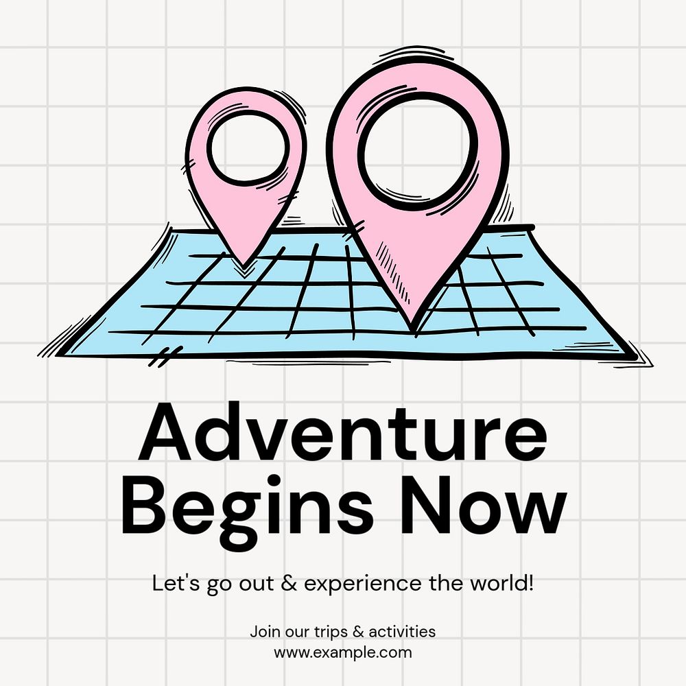 Adventure & travel Instagram post template, editable text