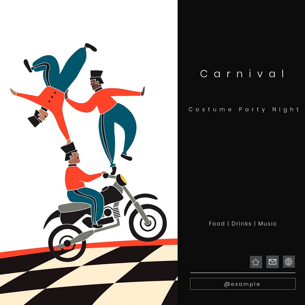 Carnival party Facebook post template, editable design